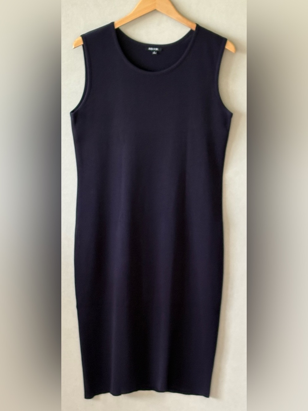 Misook Navy Sleeveless Midi net Dress minimalist medium